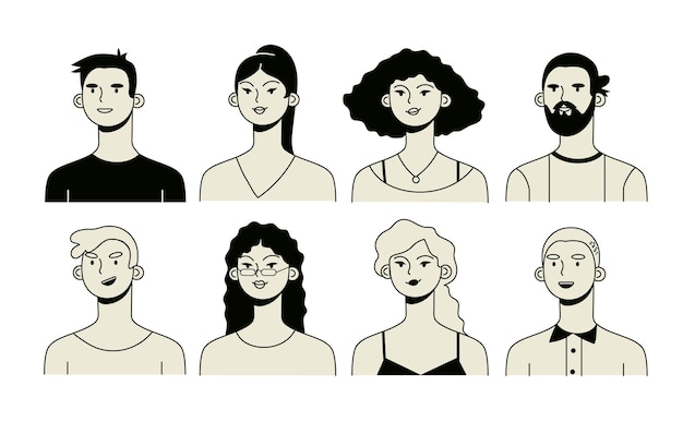 Avatars De Personnes Ou Icônes Dans Un Style Minimaliste.