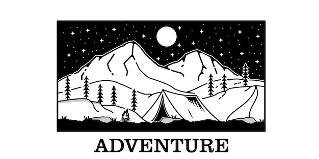 Aventure Illustration Minimaliste Noir Blanc