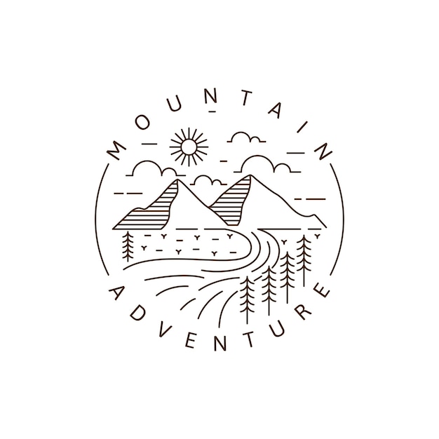 Aventure En Montagne En Plein Air Monoline Ou Illustration Vectorielle De Style Art En Ligne