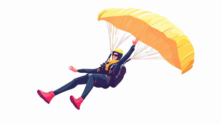 Vecteur une aventure passionnante de parachutisme avec une parachutiste dans le ciel