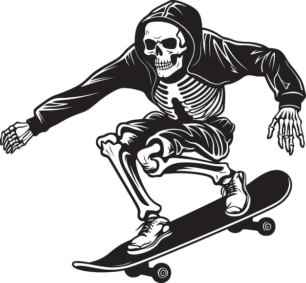 Vecteur les aventures de skull sesh dans skeleton skateboardingspooky skaters le monde hanté du squelette