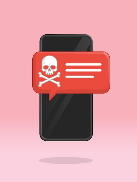 Avertissement sur le crâne du smartphone contre les pirates dangereux