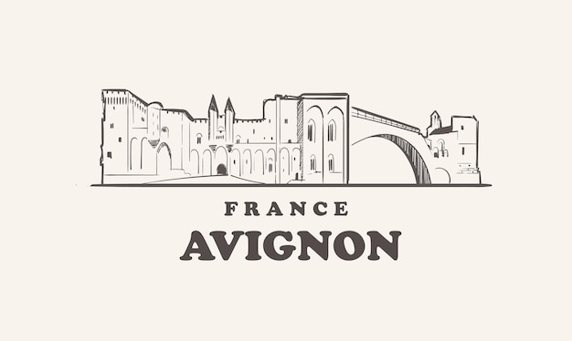 Vecteur avignon paysage urbain belle illustration