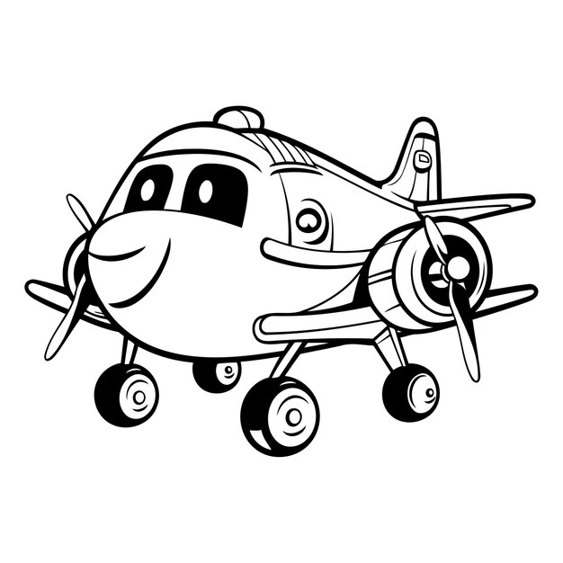 L'avion De Dessin Animé Livre à Colorier Pour Enfants