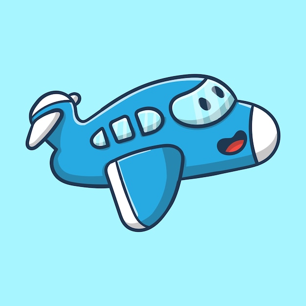 Avion De Dessin Animé Mignon Avec Vecteur De Visage Souriant