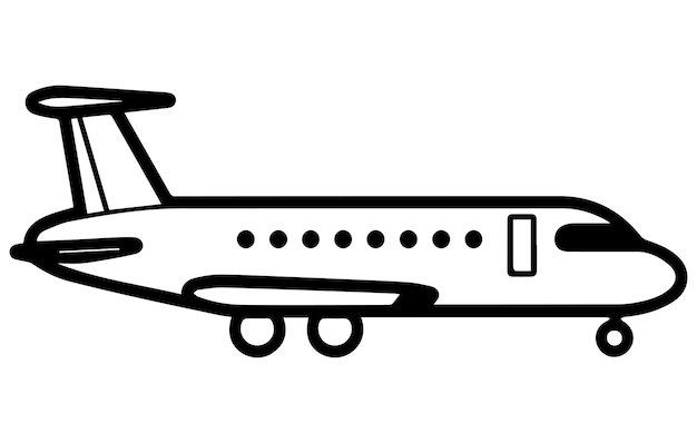 Avion De Ligne Croquis De Contour Modifiable De L'avion Illustration Vectorielle De Stock