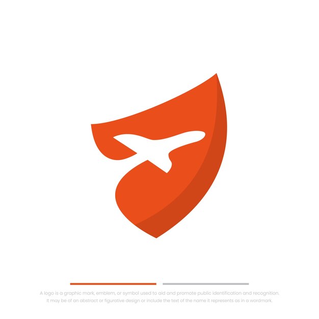 Vecteur avion de logo de voyage en logo orange