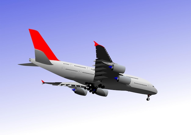 Un avion de passagers moderne décolle sur un ciel bleu.