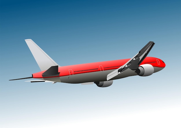 Un avion rouge et blanc volant dans un ciel bleu