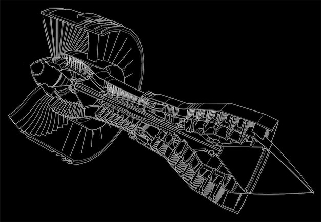 Avion à Turboréacteur. Illustration De Ligne Vectorielle.