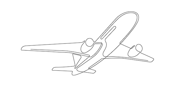Avion volantAvionVols aériensDessin au trait continuIllustration vectorielle