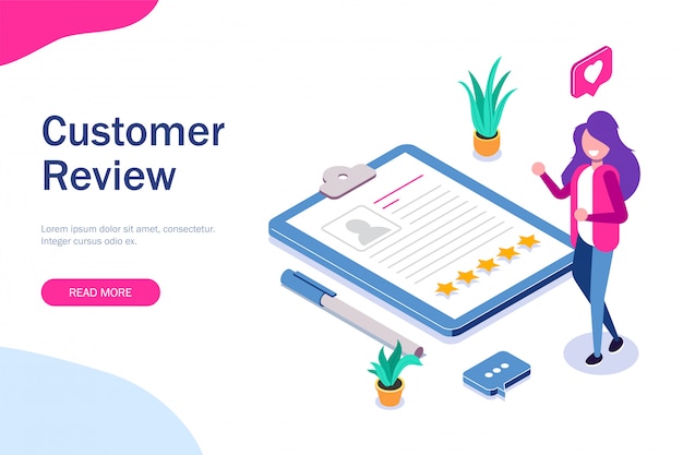 Vecteur avis client. le responsable rh évalue les cv. cinq étoiles et commentaires positifs