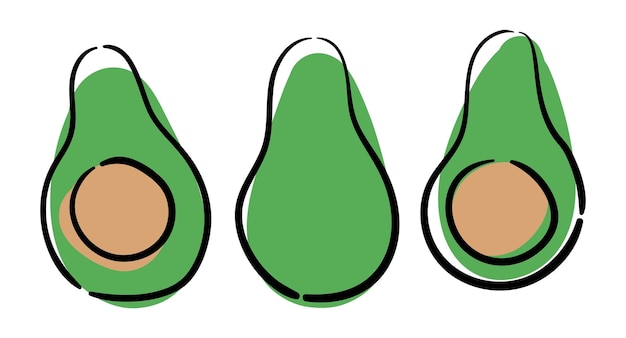 Avocat frais brillant en illustration vectorielle simple de style un trait