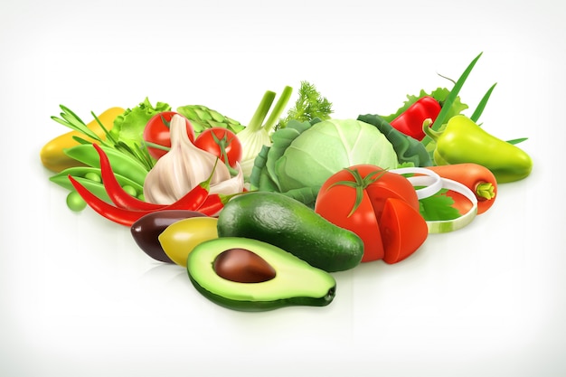 Avocat, récolte des légumes juteux et mûrs illustration vectorielle