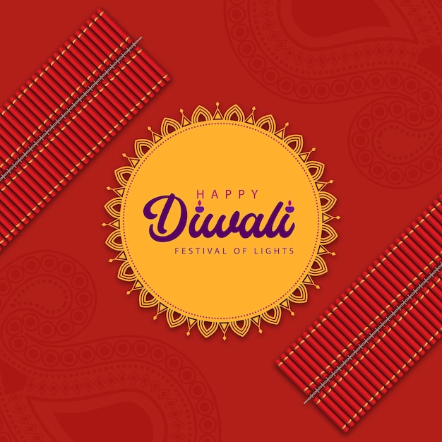 Awesome vecteur heureux Diwali avec des biscuits rouges fond d'accueil illustration