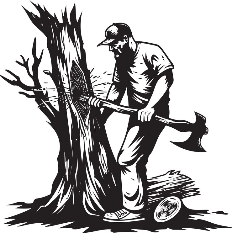 Vecteur axe master vector design le symbole du conquérant de la forêt