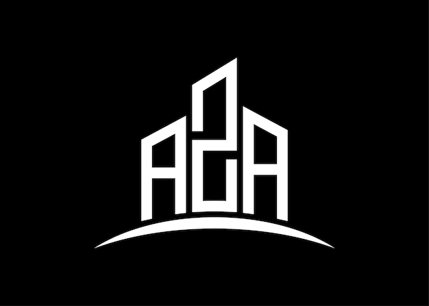 Vecteur aza modèle de conception de logo de monogramme vectoriel de construction de lettres forme de bâtiment logo aza