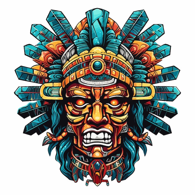 Vecteur aztec_god_face_vector_illustré