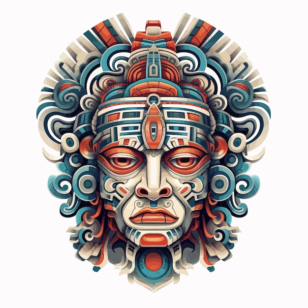 Vecteur aztec_god_face_vector_illustré