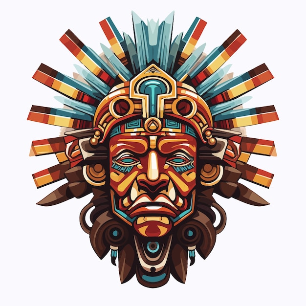Vecteur aztec_god_face_vector_illustré