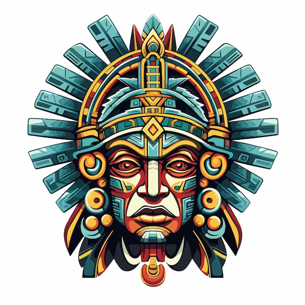 Vecteur aztec_god_face_vector_illustré