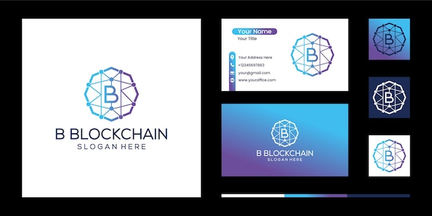 B Blockchain Logo Modèle Technologie Vector Design Cryptocurrency Hexagone