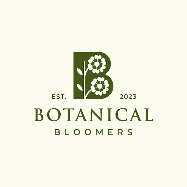 B Initial Avec Modèle De Logo Floral Fleur. Logo Pour Flowershop, Spa, Clinique De Beauté Ou Identité De Marque