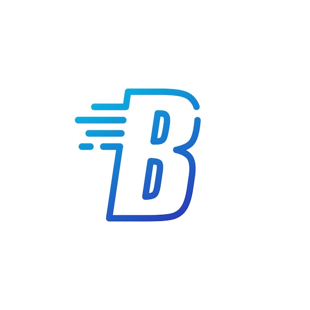 B lettre dash rapide rapide marque numérique contour logo vecteur icône illustration
