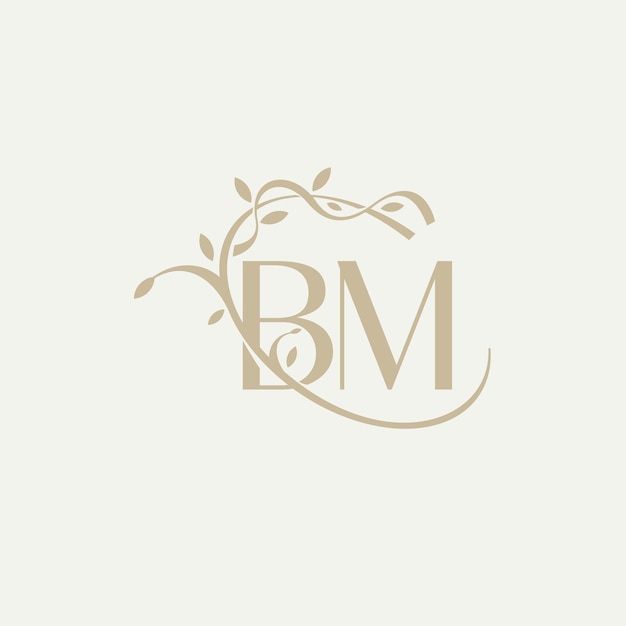 Vecteur b m bm vector de beauté logo initial logo d'écriture manuscrite de signature initiale mode de mariage jowerly