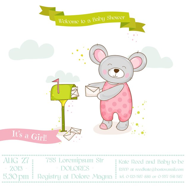 Baby Shower Ou Carte D'arrivée - Baby Mouse Girl