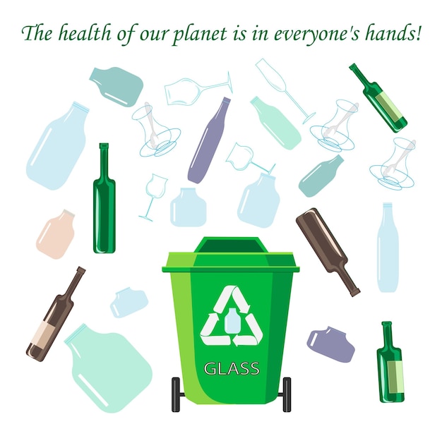 Un Bac De Recyclage Vert Avec Les Mots La Santé De Notre Planète Est Entre Les Mains De Tous