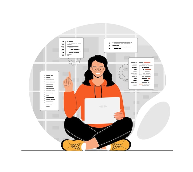 Backend development and programming Programmer coding and testing program code creating apps work