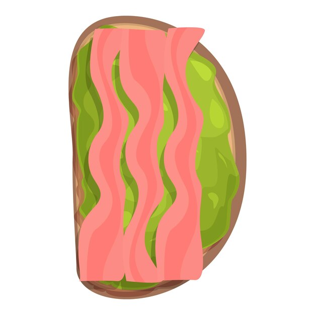 Bacon Avocat Toast Icône Dessin Animé Vecteur Tranche De Pain Nourriture De Blé