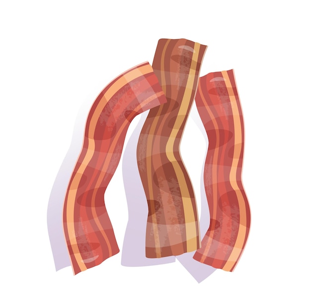 Vecteur bacon frit isolé illustration vectorielle