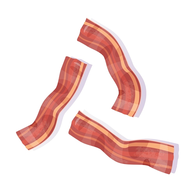 Vecteur bacon frit isolé illustration vectorielle