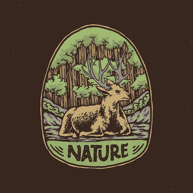 Badge Extérieur De Cerf Dans La Nature