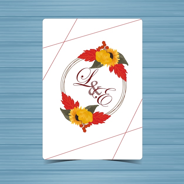 Badge De Mariage Floral D'automne