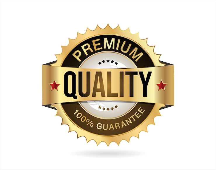 Vecteur badge d'or de qualité supérieure isolé sur une illustration vectorielle de fond blanc