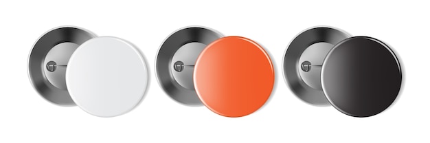 Vecteur badge orange blanc et noir isolé sur fond blanc