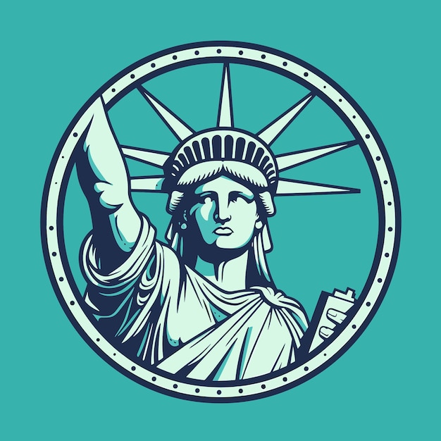 Badge Vector Design Plat Statue de la Liberté États-Unis