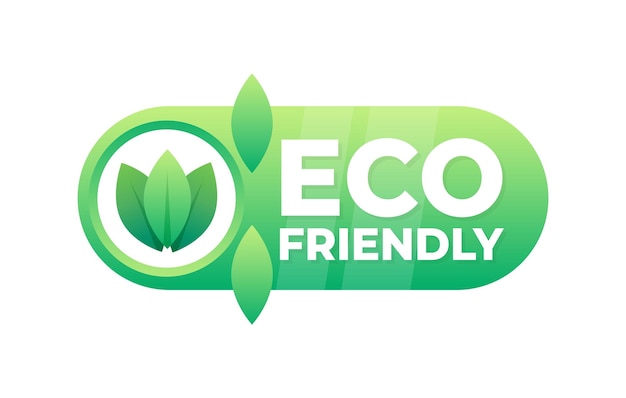 Badge Vert Avec Dessin De Feuille Promouvant Les Produits Respectueux De L'environnement Et Les Pratiques Durables