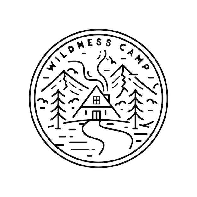 Badge Vintage Monoline Camp Wildness