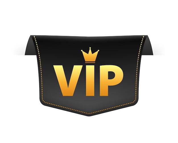 Vecteur badge vip exclusif avec design golden crown pour un service haut de gamme et une marque de luxe