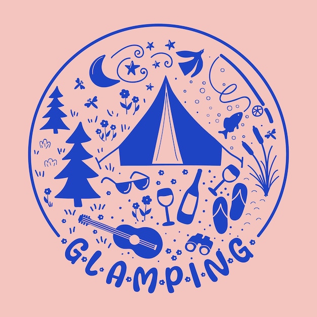 Badge de voyage glamping monochrome