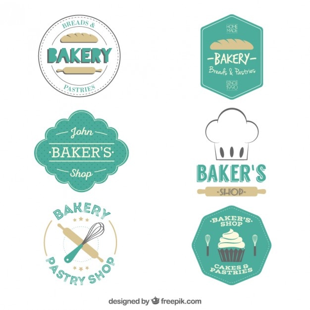 Vecteur badges de boulangerie emballent dans un style rétro