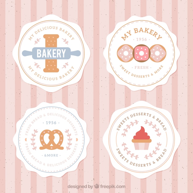 Vecteur badges de boulangerie, le style plat