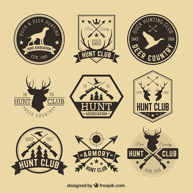 Vecteur badges de chasse hipster