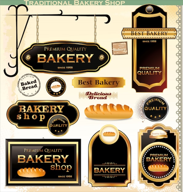 Badges Et étiquettes De Boulangerie Rétro