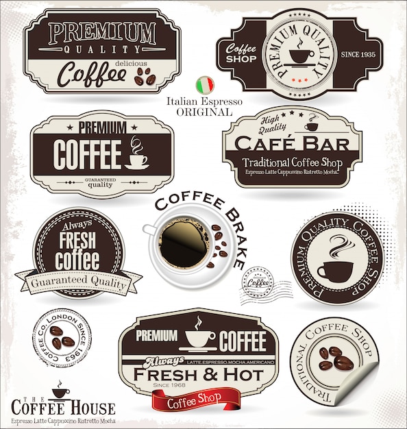 Badges Et étiquettes De Café Rétro