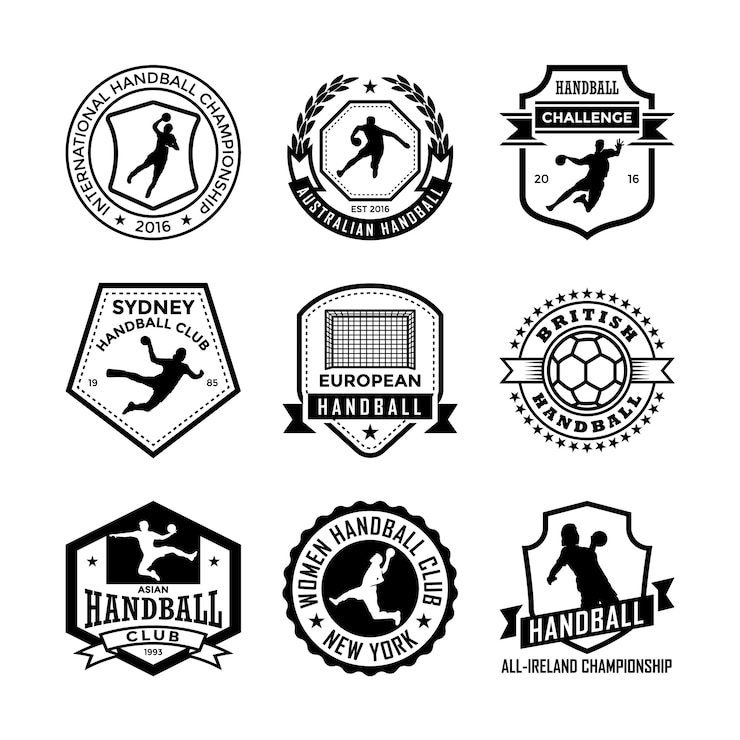 Vecteur badges de handball